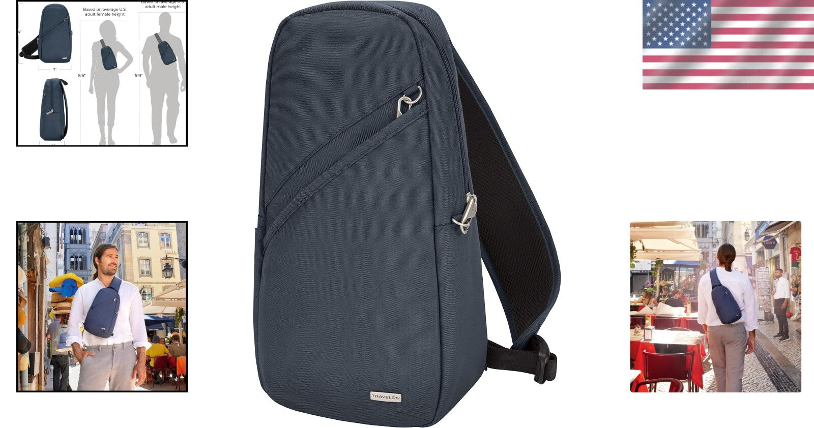 5-Point Anti-Theft Classic Sling Bag with RFID Blocking & Slash-Resistant Design