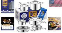 Load image into Gallery viewer, Versatile 3-Ply Stainless Steel Pots and Pans Set - Professional Quality