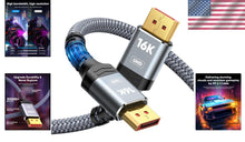 Load image into Gallery viewer, 15FT DisplayPort 2.1 Cable - 54Gbps, 16K@60Hz, Braided with Anti-Interference