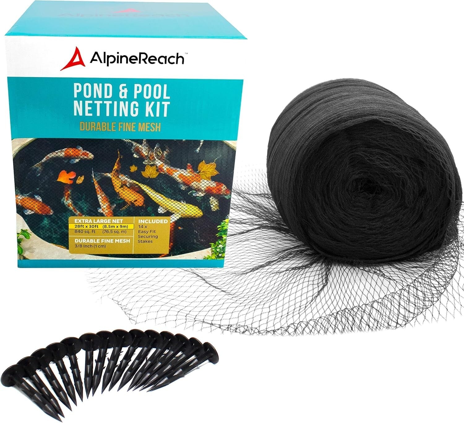 Durable 40x40 ft Black Fine Mesh Pond Netting - Keeps Leaves Out & Fish Safe