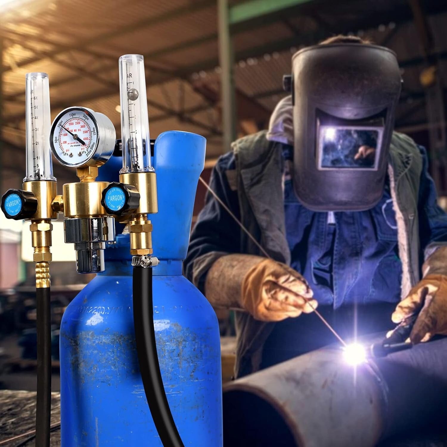 Adjustable Gas Regulator with Pressure Gauge - Perfect for Welding Projects