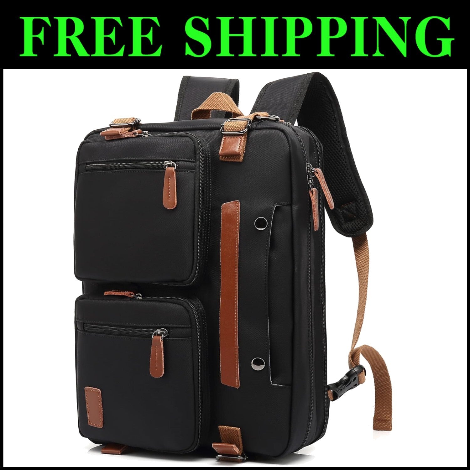 Versatile 3-in-1 Laptop Bag for Men: Backpack, Briefcase & Messenger, 17.3 Inch