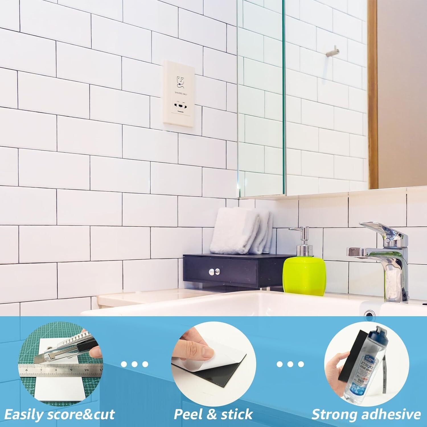 DIY Glossy White Subway Tile – 3" x 6" Peel and Stick Wall Tiles for Kitchens