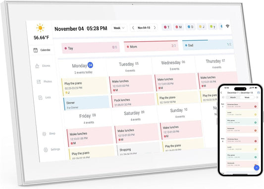 Compact 15.6'' Family Scheduling Digital Calendar with Wall Mount & Desk Stand