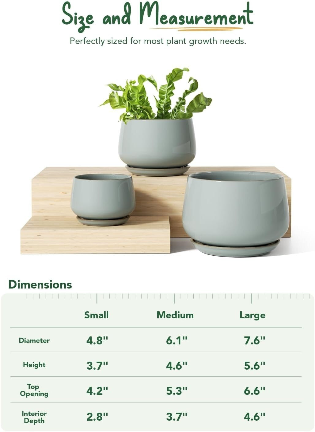 Durable Decorative Indoor Pots - Modern Ceramic Set with Saucer & Drainage Pads