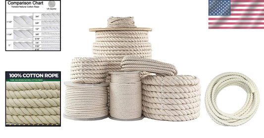 Twisted 1" x 50ft Cotton Rope - Ideal for Macrame, Crafting, and Agriculture