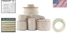 Load image into Gallery viewer, Twisted 1" x 50ft Cotton Rope - Ideal for Macrame, Crafting, and Agriculture