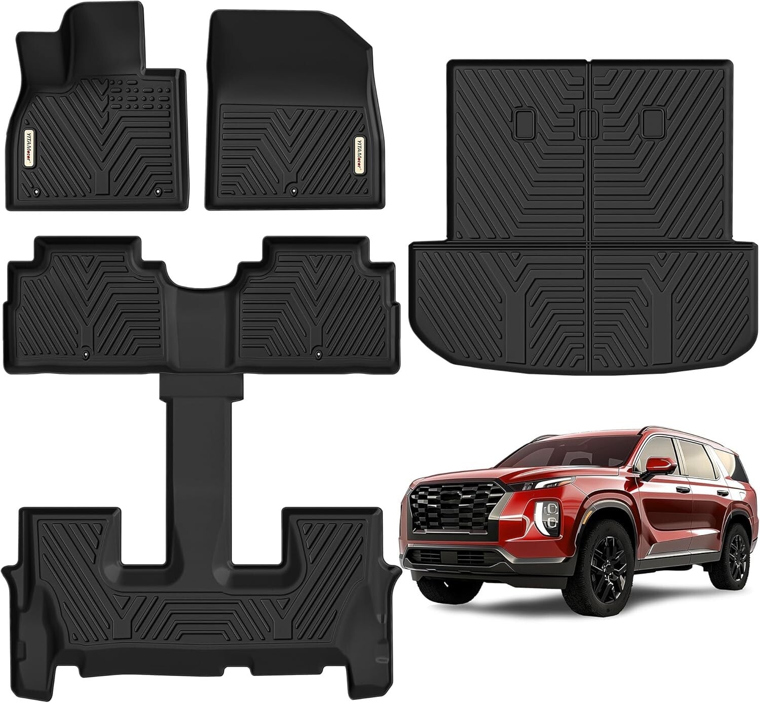 Durable Non-Slip Black Floor Mats for 2020-2025 Hyundai Palisade Bucket Seats
