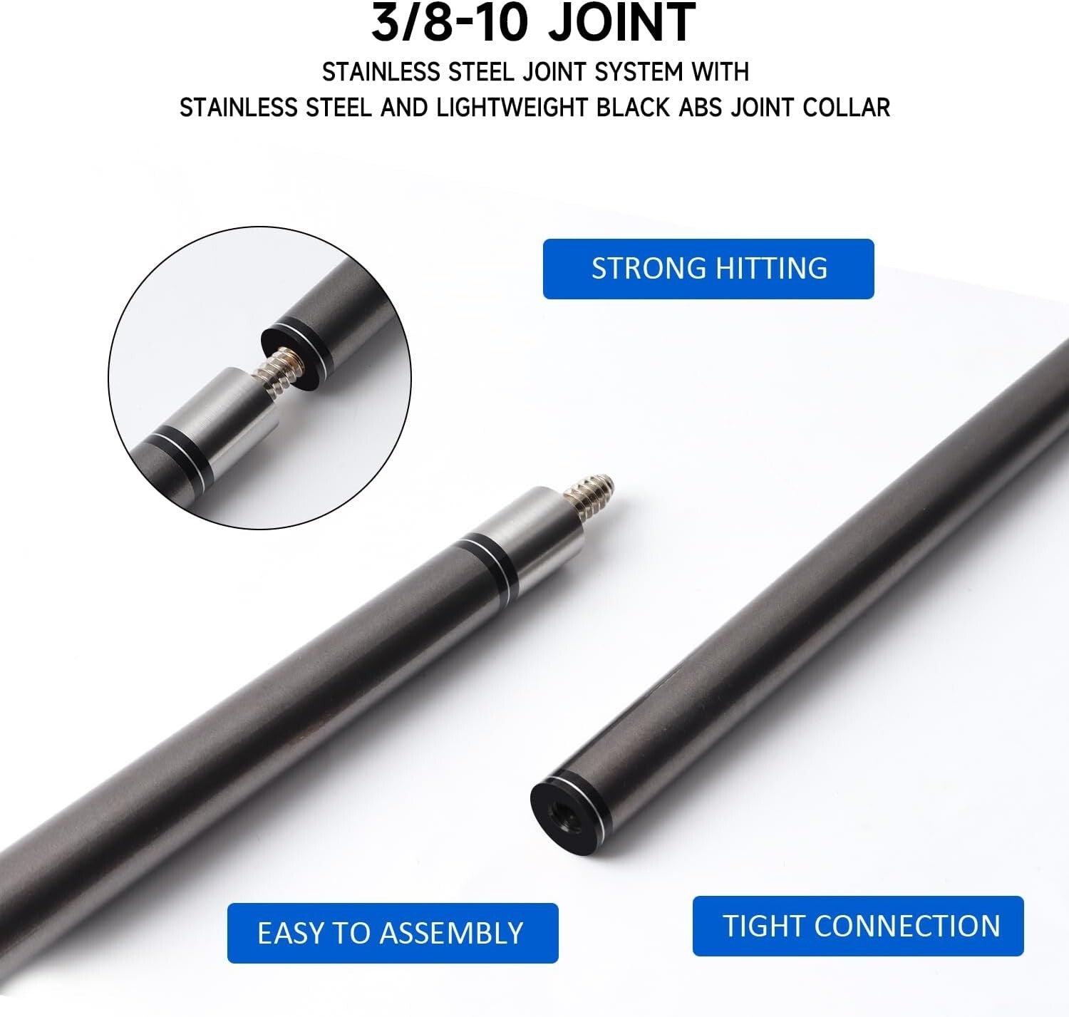 Stylish 58" Titanium and Fiberglass Billiards Cue - 12.7 mm Tip, Various Weights