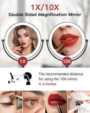 Load image into Gallery viewer, Stainless Steel 9" Wall-Mounted Magnifying Mirror with Extendable Arm &amp; LEDs