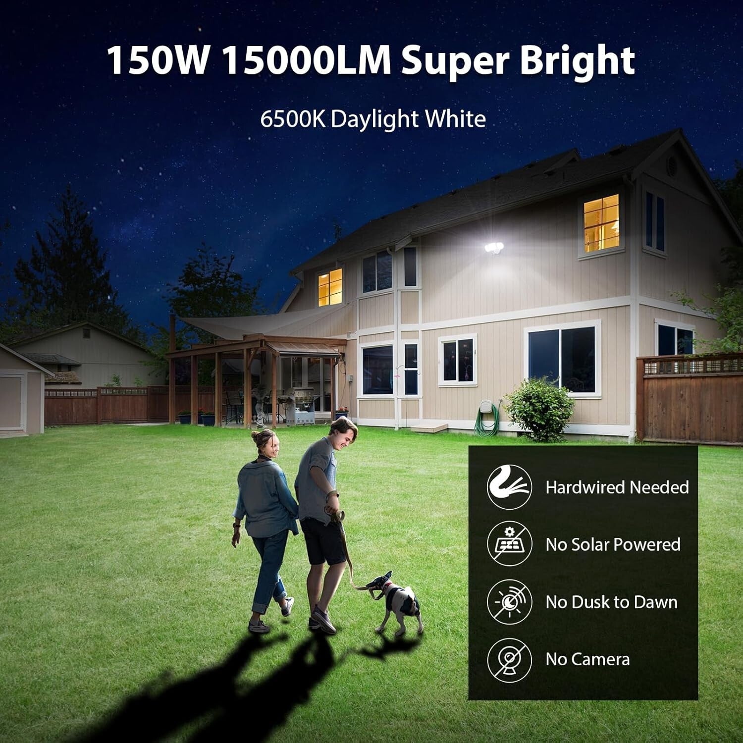 9000 Lumens Bright Motion Sensor Flood Lights - 3 Adjustable Heads for Security