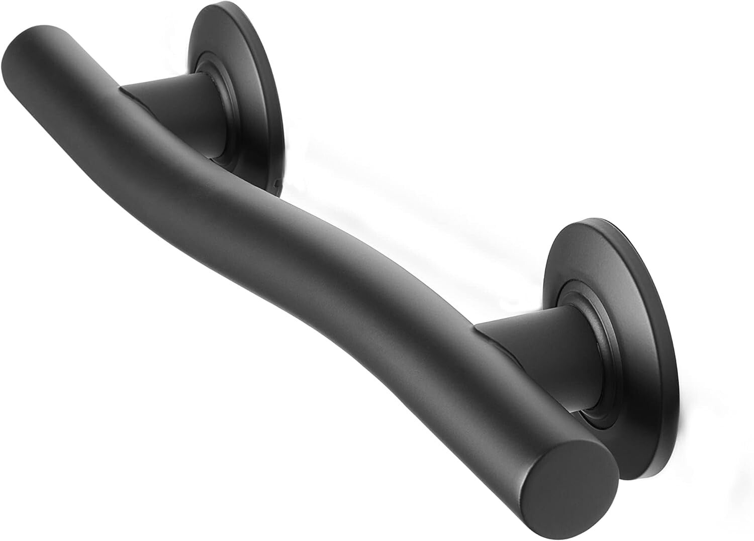 18'' ADA Compliant Wave-Shaped Grab Bar in Matte Black - 500 lbs Support