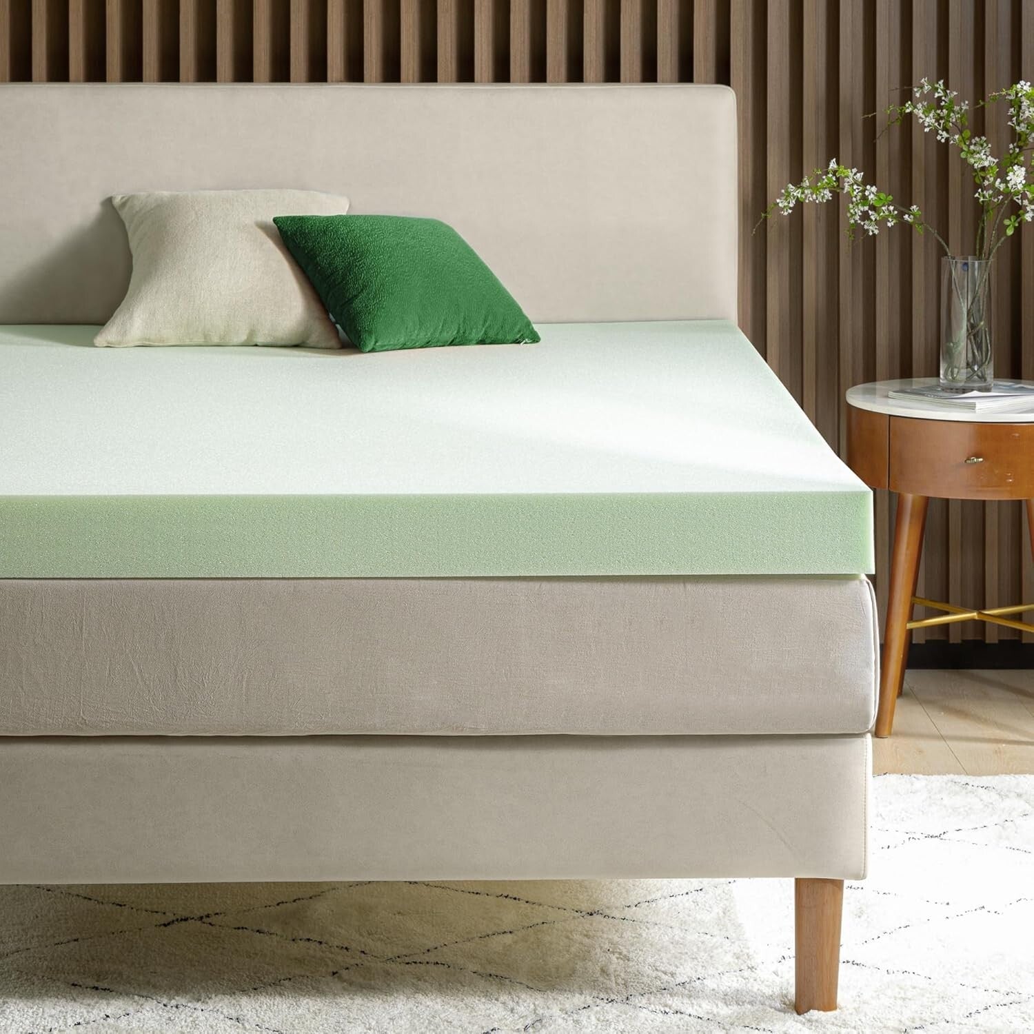 Eco-Friendly King Mattress Topper - Green Tea Infused Comfort for Restful Sleep
