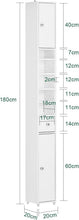 Load image into Gallery viewer, Space-Saving White Storage Cabinet with Two Doors and 6 Shelves for Bathrooms