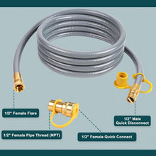 Load image into Gallery viewer, Safe &amp; Reliable 12ft Natural Gas Hose with Low Pressure Performance for Grills
