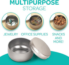 Load image into Gallery viewer, Reusable Silver Candle Tins 8 oz - 24 Decorative Storage Containers with Lids