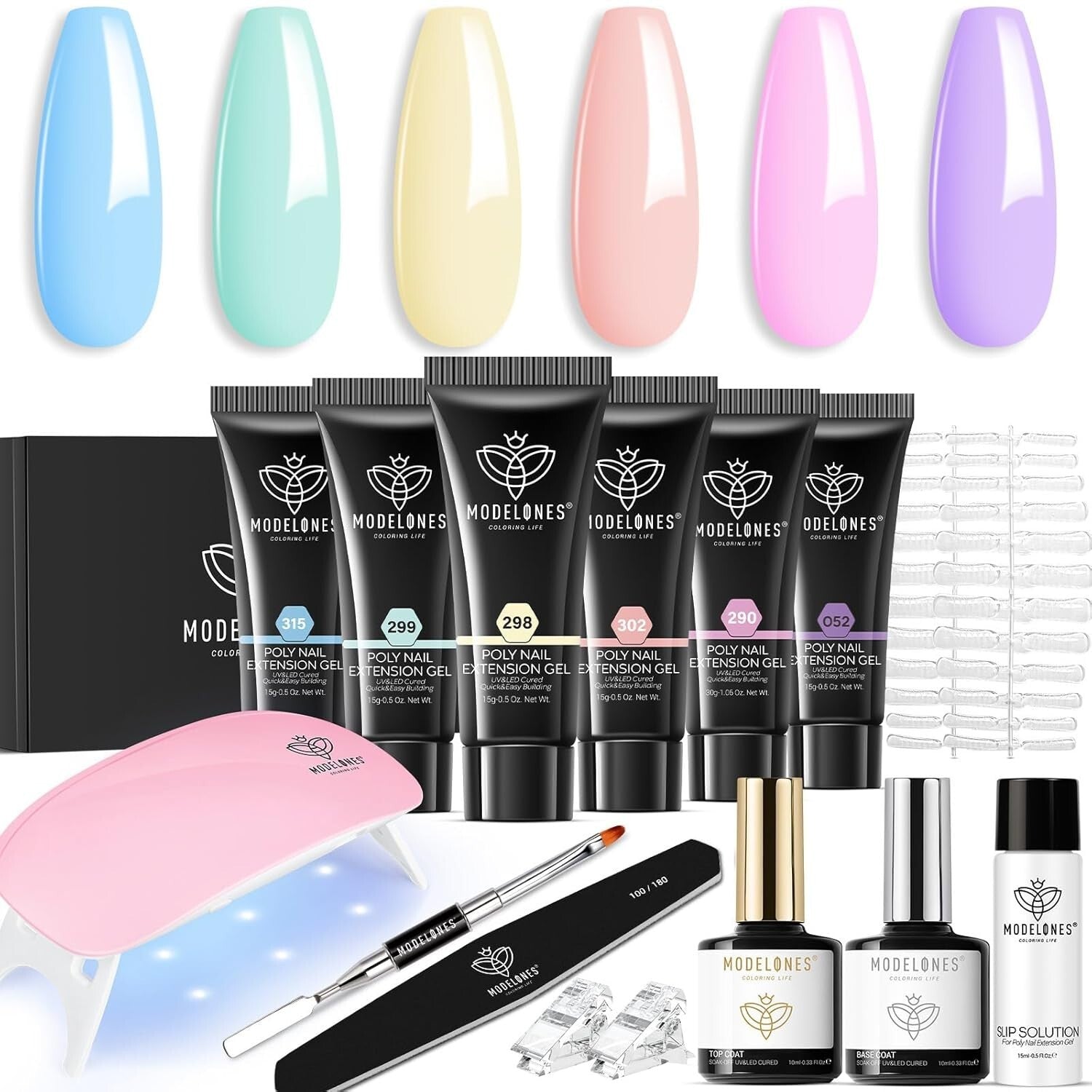 Portable Poly Gel Nail Art Kit: 60-pcs for Effortless Extensions & Care