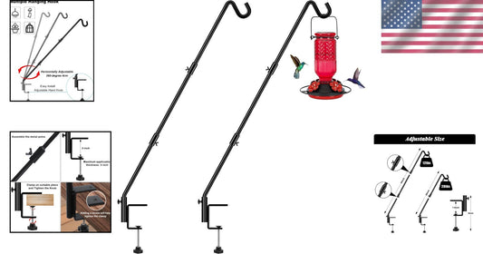 Premium Quality Adjustable Bird Feeder Hanger - Easy Install Deck Hooks