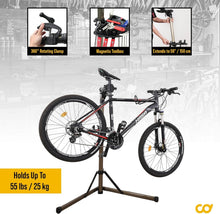 Load image into Gallery viewer, Professional Quality Bike Repair Stand - Adjustable Height &amp; Magnetic Tool Plate