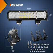 Load image into Gallery viewer, 72W 12 Inch LED Light Bar with 2PCS 18W Flood LED Fog Lights - Waterproof Combo