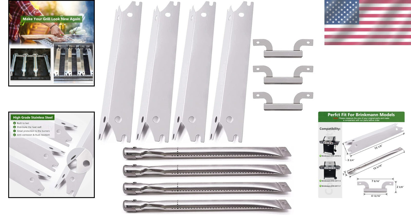 Durable 11-Piece Replacement Kit for Brinkmann 810-2410-S & 810-2411-S Grills