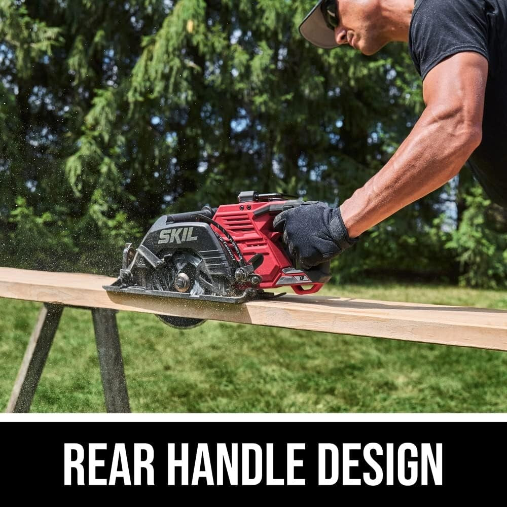 Professional 2x20V Circular Saw Set with Long-Lasting Lithium Batteries - Red