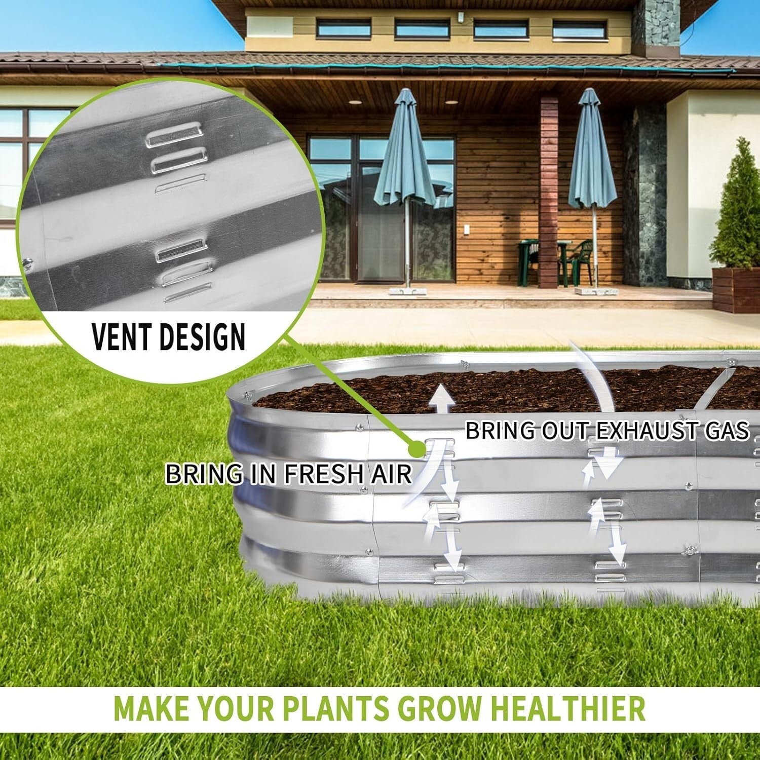 Modern Raised Garden Bed Kit in Galvanized Metal for Easy Vegetable Gardening