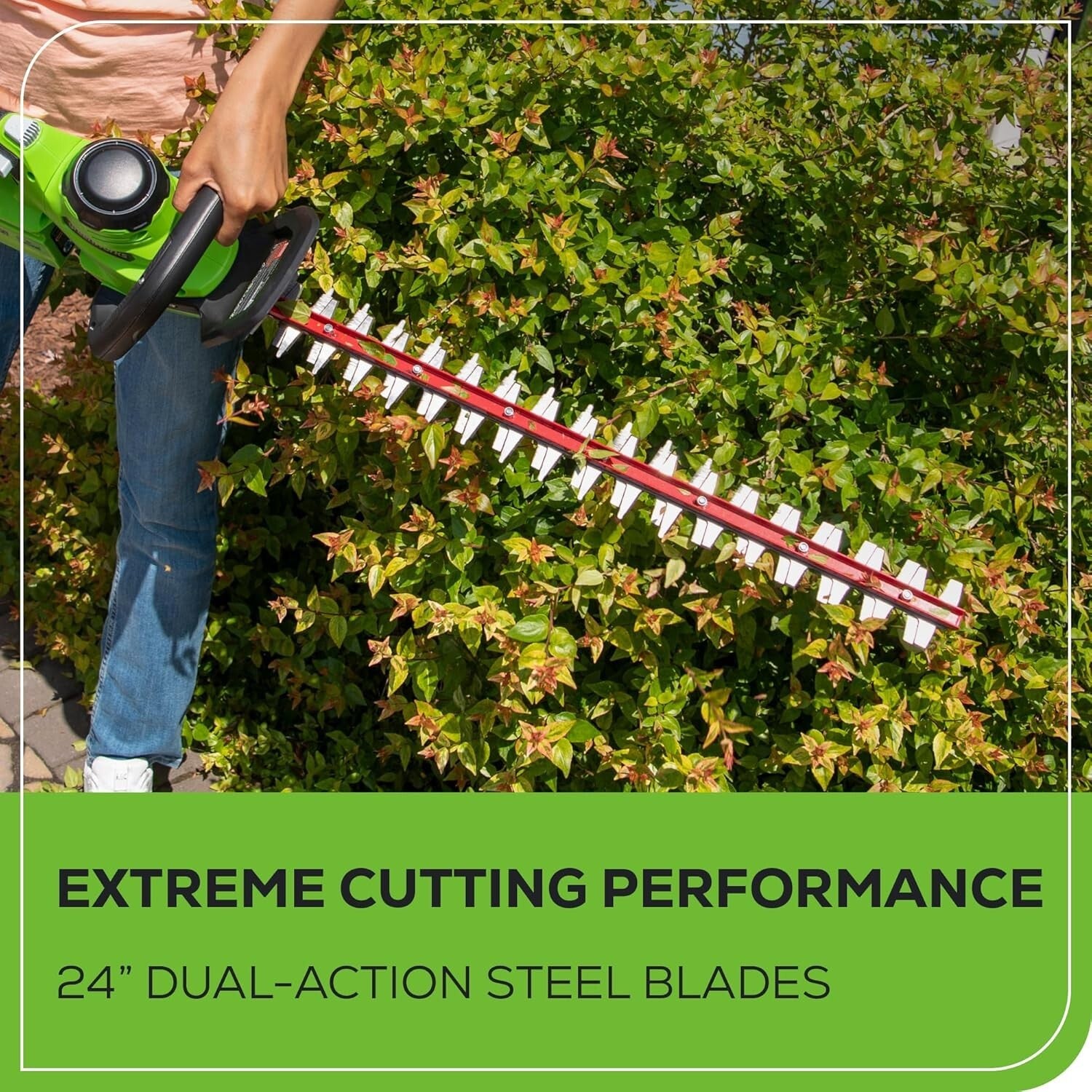 40V 24-Inch Cordless Hedge Trimmer with 1" Cutting Capacity & Battery Included