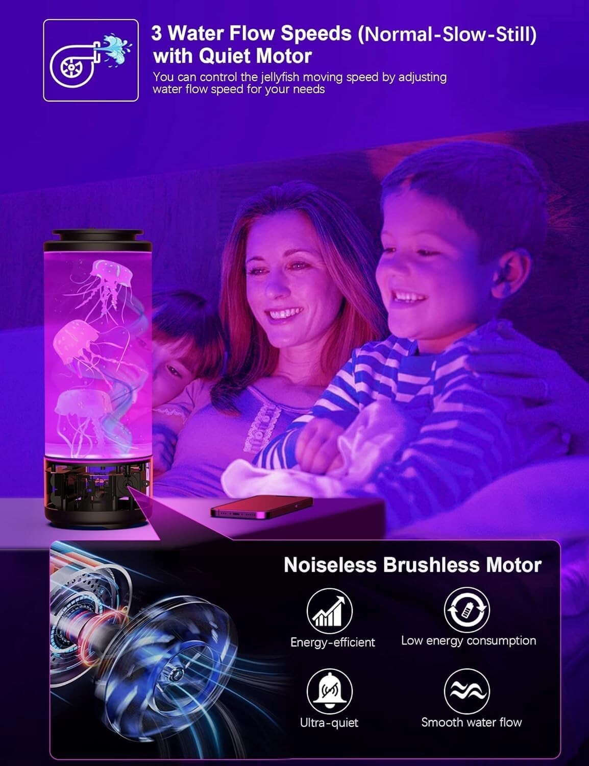 Elegant Jellyfish Night Light with Bluetooth Speaker - 4 Modes & Soothing Sounds