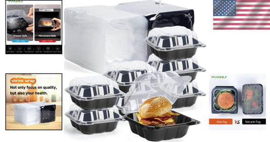 55-Pack BPA-Free Clamshell Takeout Containers with Dividers for Easy Meal Prep