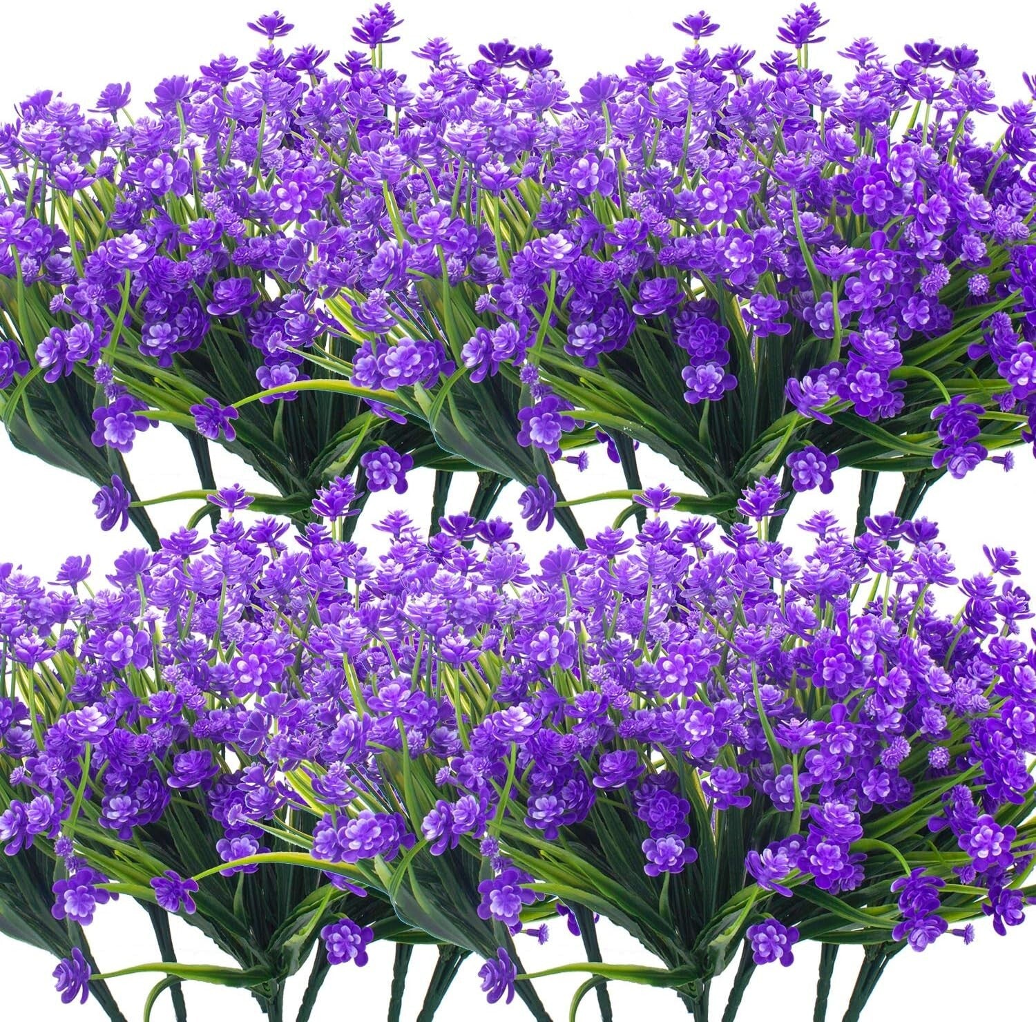 20 Bundles UV Resistant Artificial Flowers - Lifelike Outdoor Decoration in Blue