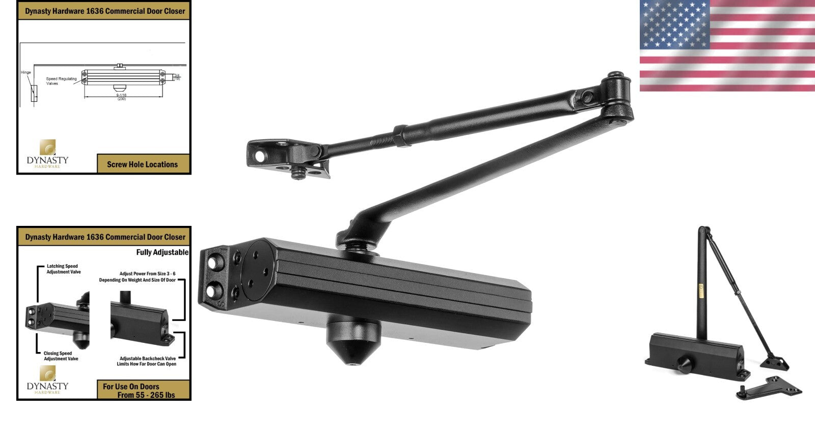 Adjustable Hydraulic Door Closer Size 3-6 - Elegant Dark Bronze Finish