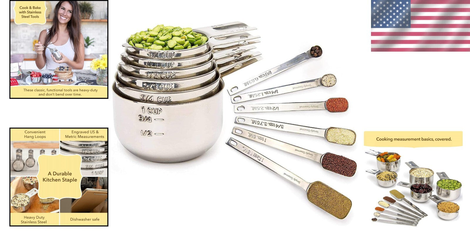 12-Piece Stainless Steel Measuring Cups & Spoons Set - Precision Kitchen Gadgets