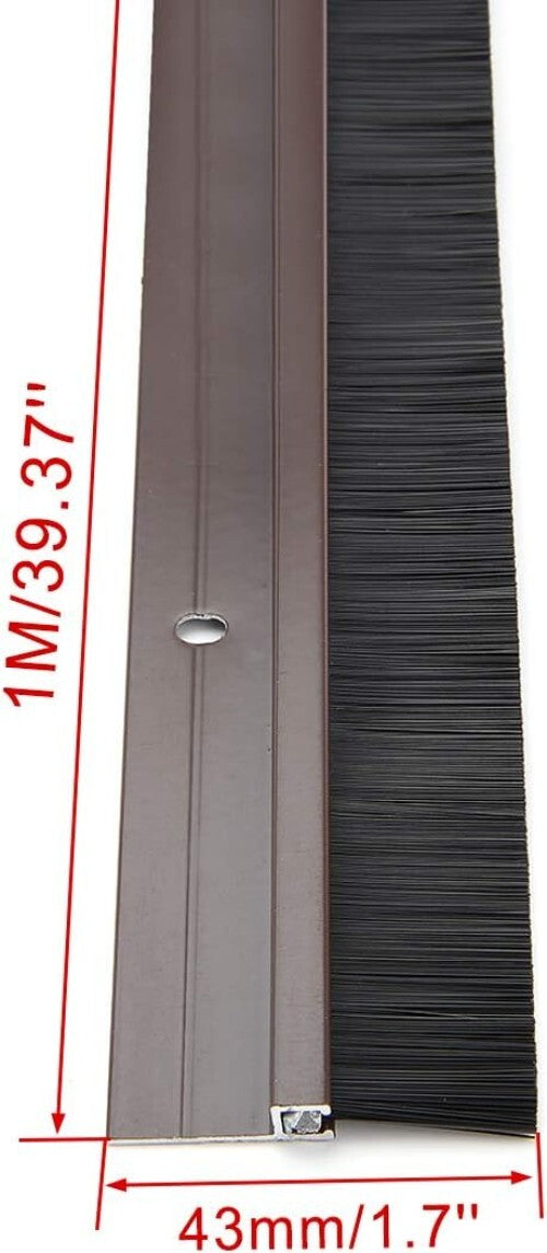 Premium Aluminum Door Brush Sweep with 1M Black Soft Bristles for Gap Sealing