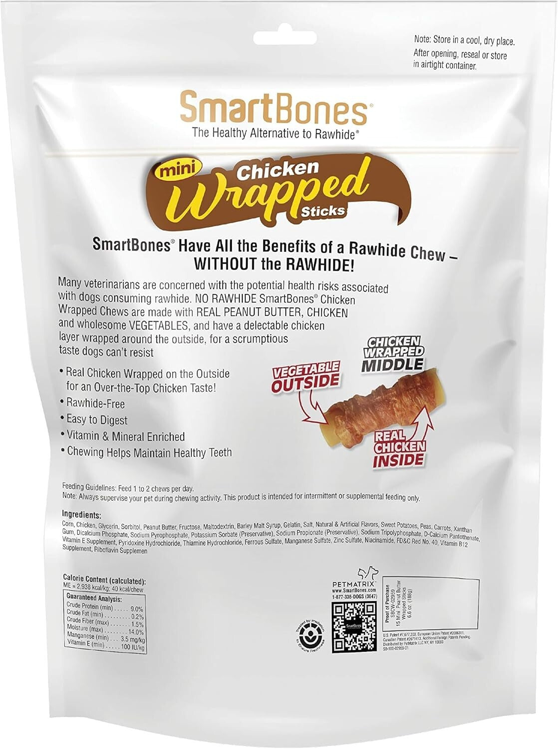 Delicious Rawhide-Free Chicken & Veggie Treats for Happy Dogs - 15 Count