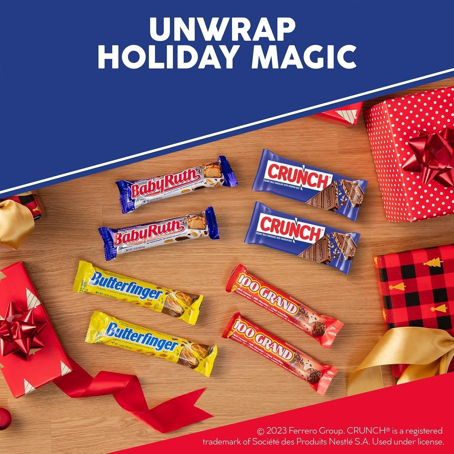 Classic Assorted Chocolate Candy Bars in Bulk - CRUNCH, Baby Ruth & 100 Grand