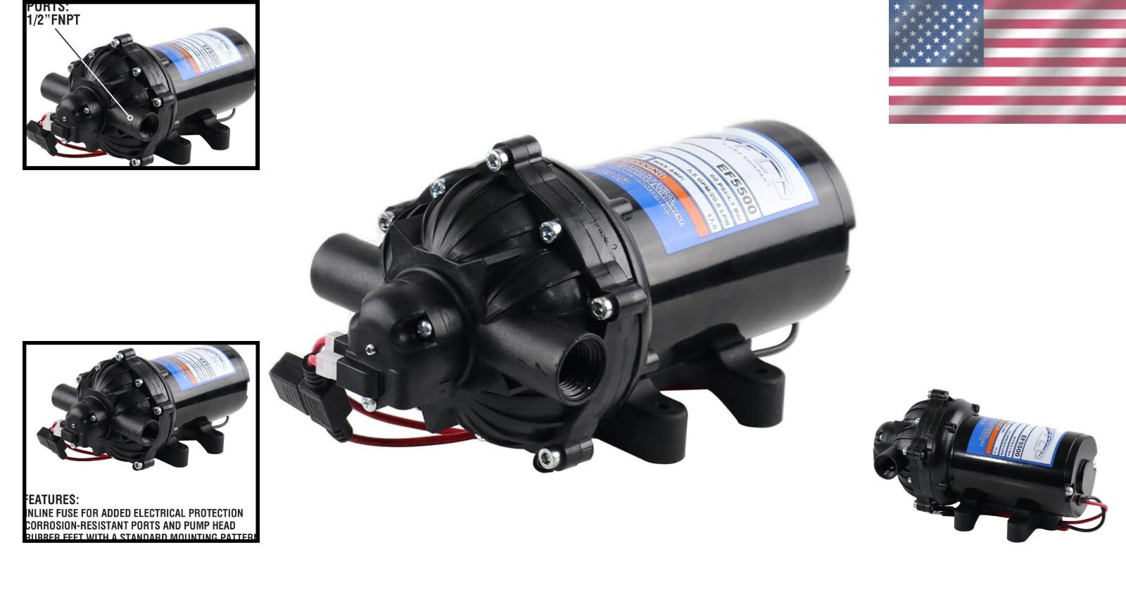 Corrosion-Resistant 12V Pump - 5.5 GPM Flow Rate for Versatile Applications