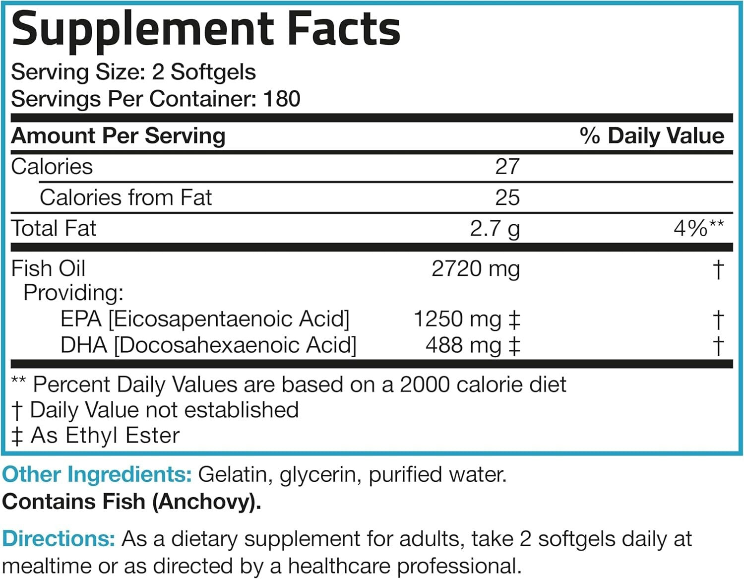 Omega-3 Fish Oil Formula - Supports Heart, Brain & Joint Health, 360 Softgels