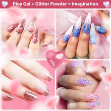 Load image into Gallery viewer, Gift-Ready 18 Color Poly Nail Gel Kit: Glitter Nail Art &amp; Temperature Effects