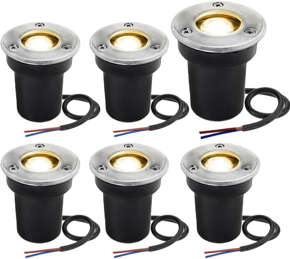 Efficient LED In-Ground Landscape Lights - 12V Waterproof 6 Pack for Outdoor Use
