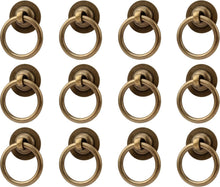 Load image into Gallery viewer, 12 Elegant Antique Brass Ring Pulls for Cabinets - Effortless Installation