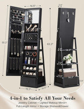 Load image into Gallery viewer, 360° Swivel Jewelry Cabinet with Touch Screen Mirror - Elegant Storage Solution