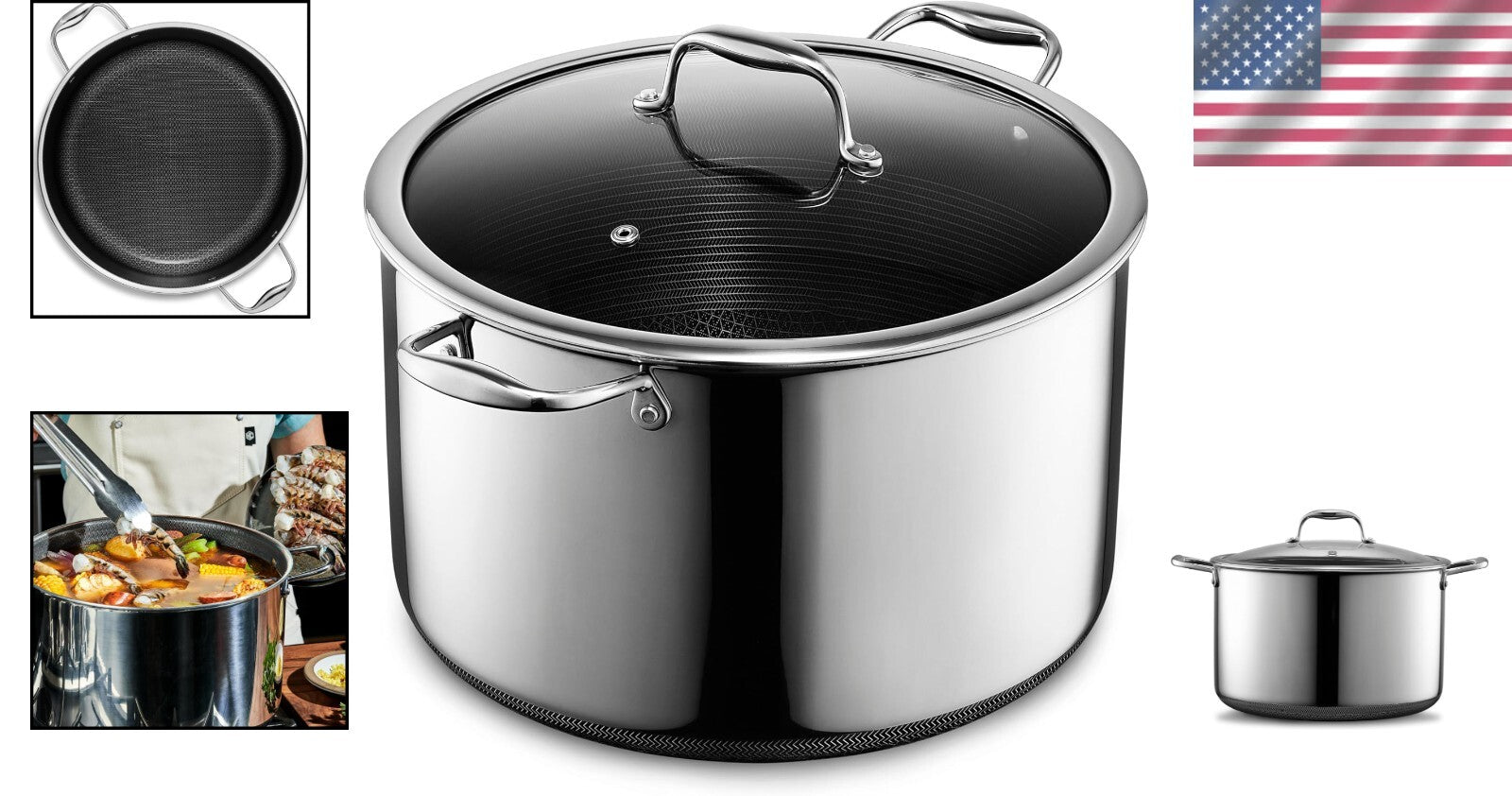 Versatile 12-Quart Nonstick Stockpot for All Cooktops - Oven Safe Up to 900°F