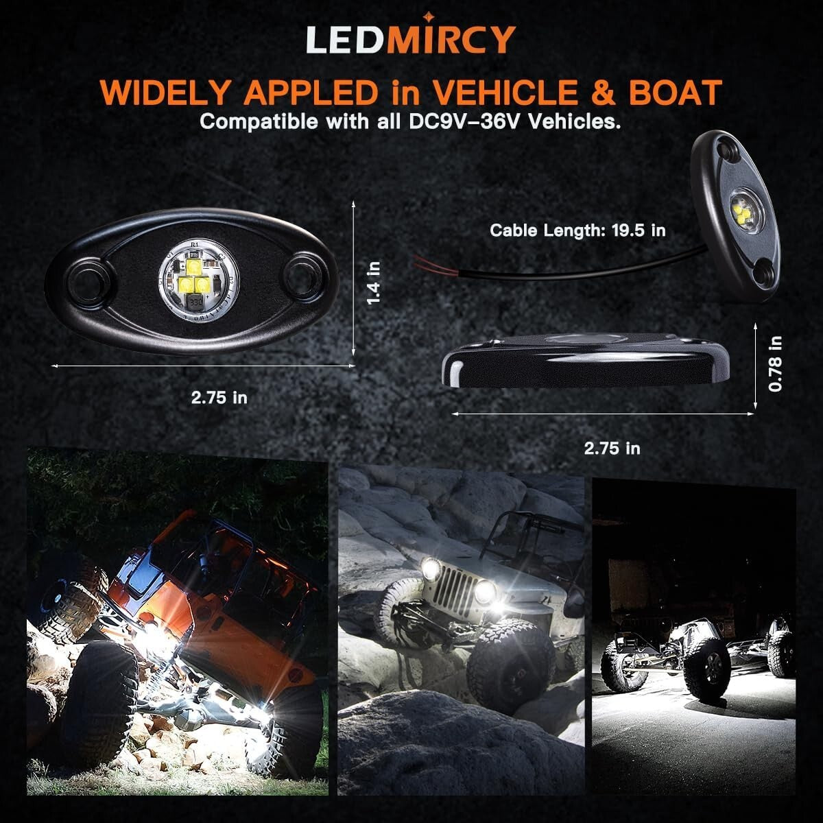 20-Pack Waterproof LED Rock Lights - High Power Pure White Underbody Lighting