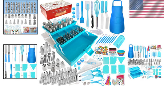Professional Cake Decorating Kit - 368 Pieces with Piping Tips & Storage Box