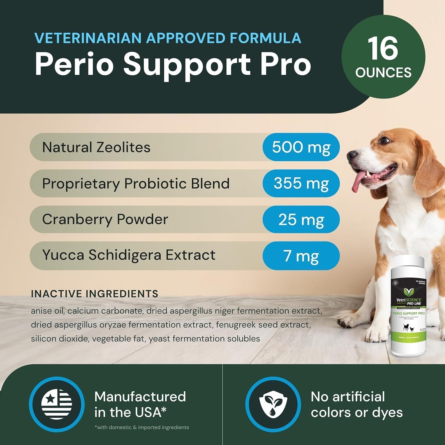 Perio Support Pro - Natural Dental Care Powder for Medium & Large Dogs and Cats