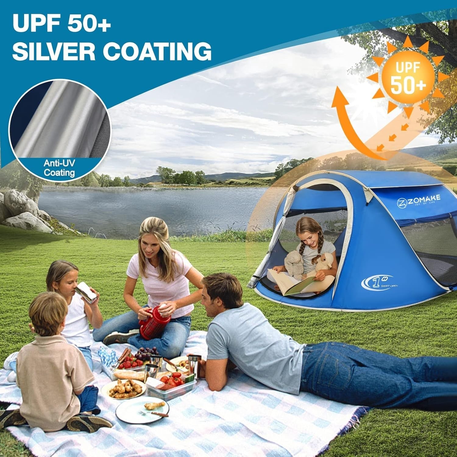 4-Person Instant Pop-Up Tent with 2 Doors - Perfect for Outdoor Adventures