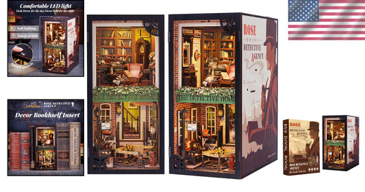 Rose Detective Agency DIY Book Nook Kit - Magical Miniature Decor with LED Light