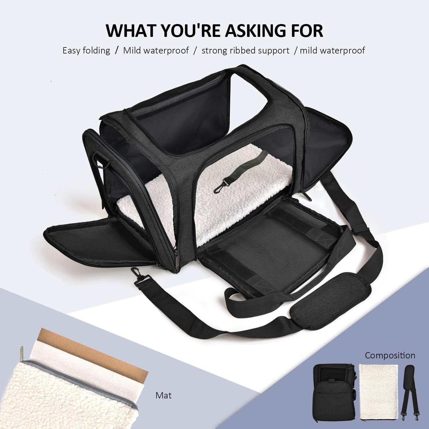 Durable Collapsible Pet Carrier for Cats and Small Dogs - Lightweight & Portable