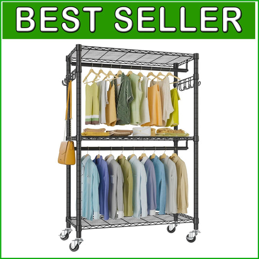 Freestanding Heavy-Duty Wire Shelving Clothes Rack with Load Capacity of 400 lbs